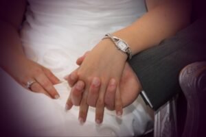Powerful Valentine prayers for couples: Powerful Valentine prayers for couples: A husband and wife holding hands with closed eyes during morning prayer at home.